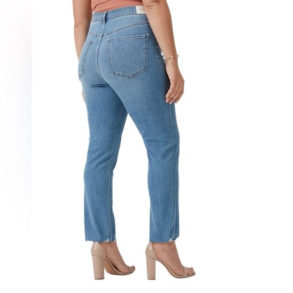 Express Super High Waisted Light Wash Raw Hem Slim Jeans Size 10 Short - Picture 1 of 16